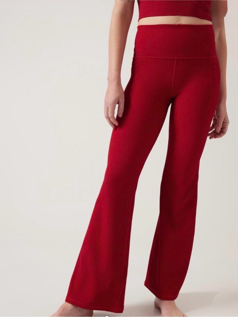 Athleta Salutation Stash Rib Flare Pocket Leggings Yoga Pilates Athleisure. Sk14